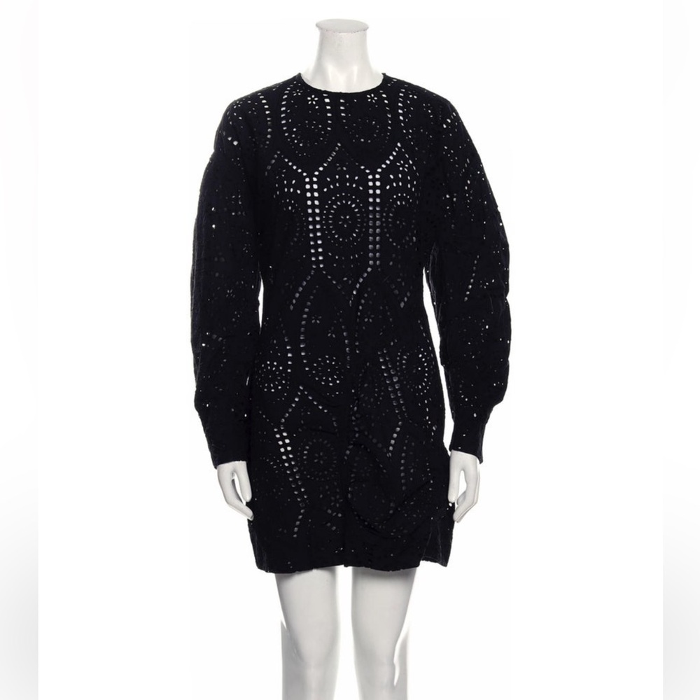 Ganni black crew neck mini dress